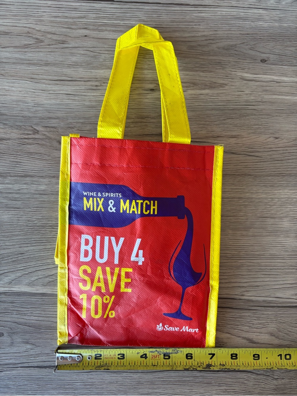 Small Save Mart Mix & Match Wine Red and Yellow Promotional Tote Bag